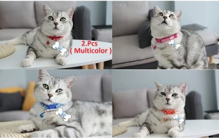 2 Pack Adjustable Collar for Kitten Puppy Small Pets SCENEREAL Breakaway Cat Collars with Bell 