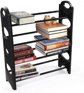 TNT Foldable Open Book Shelf, Book Shelve Book Case, Book Rack, Book Storage Organizer Shelf for Study Room ( Set of 1 ,Black) Plastic Open Book Shelf
