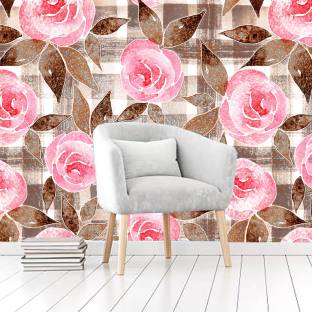 ALL DECORATIVE DESIGN Floral & Botanical Pink, Brown Wallpaper Price in  India - Buy ALL DECORATIVE DESIGN Floral & Botanical Pink, Brown Wallpaper  online at 