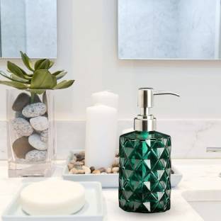 Coco Kitchen Diamond Cut Glass Soap Dispenser Bottle | 250 Ml Glass Bathroom Set