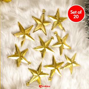 ARCHIES Christmas Tree Stars for Decoration (Pack of 20, Golden) Hanging Ornaments Pack of 1