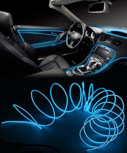 Reyzauyr El Wire Blue Neon Lights 2m/6ft, Blue DC 12V Flexible Soft Tube Wire Lights Neon Glowing Car Rope Strip Light for Car Interior Decoration 