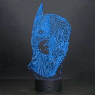 BATMAN BUST SUPERHERO 3D Acrylic LED 7 Colour Night Light Touch Table Lamp 
