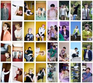 CRAFTSCORNER BTS Butter 2021 Photo Postcard Lomo Cards (Set of 32) with 5 Photo Clips and 1 String Pack of 32