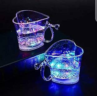 spancare Heart Shape Rainbow Color Cup LED Flashing Multicolor Color Changing Pour Water or Tea, Lighting Cup Glass Mason Jar