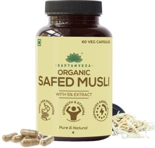 Saptamveda Organic Safed Musli Capsules with 5% Extract