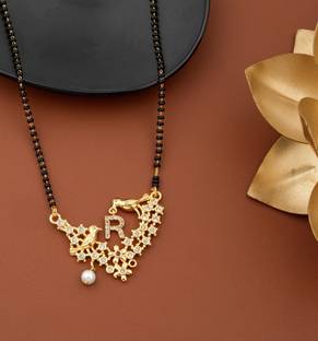 Jewel Store R Letter Mangalsutra Gold Plated Pendant Locket For Girls Women Alloy Design New Model 18 Inch Short Long Stylish Traditional Fashionable Chain Alphabet Name Mangalsutras Alloy Mangalsutra Price In India Buy