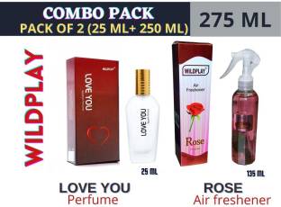 Wildplay LOVE YOU 25 ML PERFUME & ROSE PREMIUM 250 ML ROOM FRESHENER COMBO PACK Perfume  -  275 ml