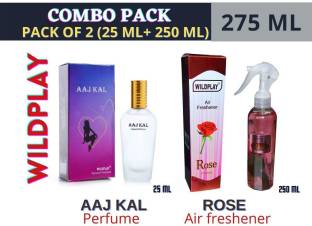 Wildplay AAJ KAL 25 ML PERFUME & ROSE PREMIUM 250 ML ROOM FRESHENER COMBO PACK Perfume  -  275 ml