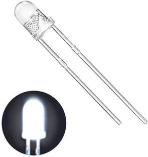 Wizzo (Pack of 100 Pieces) Transparent (WHITE) Super Bright LED 5mm, 3V DC 2 Pin Light Emitting Diode, Multipurpose, For Science Projects DIY Hobby Kit - WHITE Light Electronic Hobby Kit