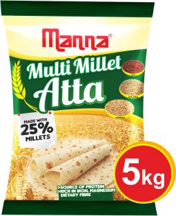 Manna Multi Millet Atta - 5kg - MultiGrain Atta with 25% Millets, Tasty and Healthier Rotis everyday. 100% Natural Flour. Nutrient Powerhouse