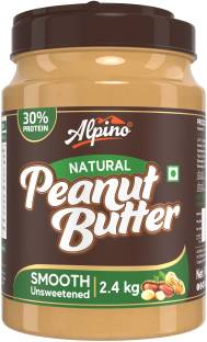 ALPINO Natural Peanut Butter Smooth 2.4 KG | High Protein Peanut Butter Creamy | Vegan 2400 g