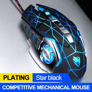 VIBOTON T-WOLF V6 USB Interface 6-Buttons 3200 DPI Wired Mouse Gaming Mechanical Macro Programming 7-Color Luminous Gaming Mouse, Cable Length: 1.5m( Macro Definition Audio Version Black ) Wired Optical  Gaming Mouse