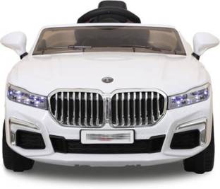 SmallBoyToys BEEMER WHITE 1-5Yrs with Music, Lights, Safety Seat Belt, Bluetooth Remote (Red) Car Battery Operated Ride On