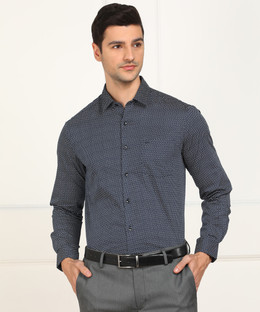 ARROW Men Printed Formal Dark Blue 