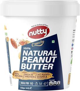 Nutty Unsweetened Natural Peanut Butter Crunchy, Made from Roasted Peanuts,  (1250g) 1250 g