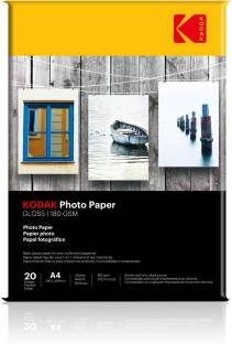 KODAK A4 High Glossy Photo Paper (210x297mm) Water Resistant Instant Dry 60 Sheets Unruled A4 180 gsm Inkjet Paper