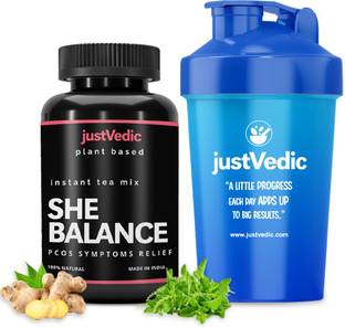 justvedic by Justvedic PCOS PCOD Drink Mix | 1 Month Pack + Shaker | Irregular Periods, Hormone Balance