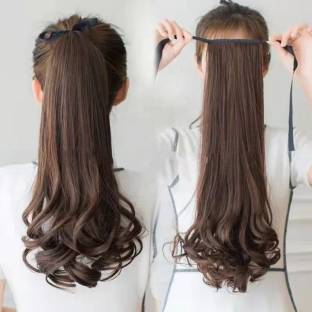 SAMYAK Natural Looking Ribbon Ponytail Curly / Wavy Extensions For Women And Girls Hair Extension