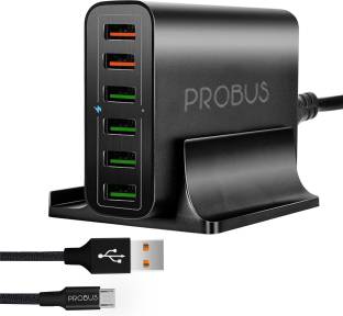 Probus Quick Charge 3.0 Fast Charging USB HUB 6 Port 12A Charging Station USB Qualcomm Turbo Wall Charger Adapter Fast 60 W 12 A Multiport Mobile Charger with Detachable Cable