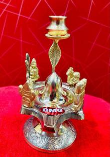BRASSOMG SHIV PARIVAAR/BRASS SHIV FAMILY Brass Pooja Chowki