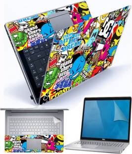 D.V TECH 4 in1HD Print laptop skin set full panel cartoon boomb dream keygard screen gard Combo Set