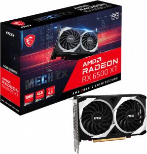 MSI AMD/ATI Radeon RX 6500 XT MECH 2X 4G OC 4 GB GDDR6 Graphics Card 4.155 Ratings & 9 Reviews 2825 MHzClock Speed Chipset: AMD/ATI BUS Standard: PCI Express 4.0 x4 Graphics Engine: Radeon RX 6500 XT Memory Interface 64 bit 3 year manufacturer warranty ₹19,185 ₹41,600 53% off Free delivery