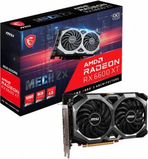 Add to Compare MSI AMD Radeon Radeon RX 6600 XT MECH 2X 8G OCV1 8 GB GDDR6 Graphics Card 3.73 Ratings & 0 Reviews 2602 MHzClock Speed Chipset: AMD Radeon BUS Standard: PCI Express 4.0 x8 Graphics Engine: AMD Radeon RX 6600 XT Memory Interface 128 bit 3 year manufacturer warranty ₹48,635 ₹94,500 48% off Free delivery No Cost EMI from ₹5,404/month