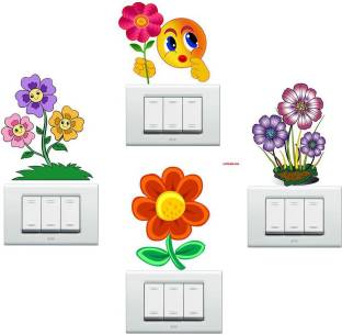newlovelifecreations 13 cm Little flower tree with flower switch wall sticker Self Adhesive Sticker