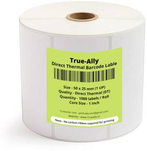True-Ally 50x25 Direct Thermal Barcode Label Sticker - 2 x 1 ...