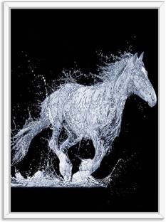 Painting Mantra Black & White Horse Canvas Painting with Wooden Frame  Canvas 23 inch x 17 inch Painting Price in India - Buy Painting Mantra Black  & White Horse Canvas Painting with