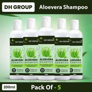 DHGROUP ALOEVERA SHAMPOO & Smooths and Controls Frizzy Hair (PACK OF 5)  (1000ML) - Price in India, Buy DHGROUP ALOEVERA SHAMPOO & Smooths and  Controls Frizzy Hair (PACK OF 5) (1000ML) Online