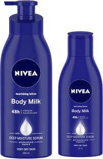 NIVEA Body Milk Nourishing Body Lotion 400ml & 120 ml - Pack of 2