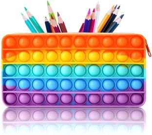Colorful Soft Pencil Pouch Pop Push its Cute Pencil Case,Stationery Storage Bag Silicone Fidget Sensory Pencil Box 