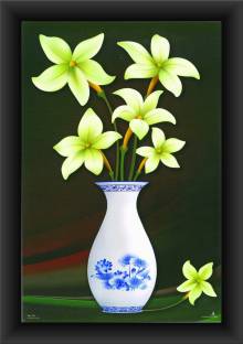 Poylaamo Flower Vase Framed Wall Painting/ Floral Framed Art for ...
