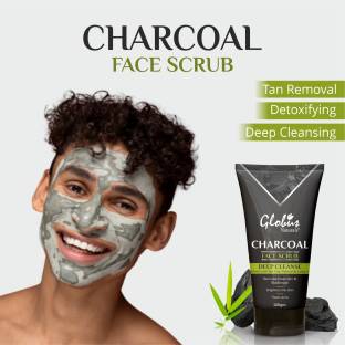 GLOBUS NATURALS Men Charcoal Face Scrub for Oily and Normal skin, for Blackheads |Tan Removal Scrub