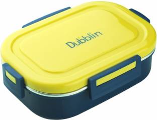 DUBBLIN Candy Stainless Steel Insulated Airtight with spoon Yellow 2 Containers Lunch Box