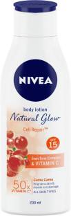 NIVEA Body Lotion Natural Glow, Cell Repair, SPF 15 & 50x Vitamin C 4.319,749 Ratings & 1,790 Reviews Application Area: Body For Women All Day Cream For All Skin Types Lotion Form ₹206 ₹299 31% off
