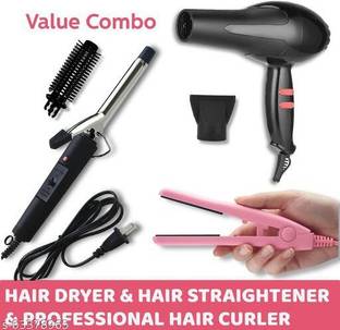 WILLA Combo Pack of 3 Dryer 1800W , Curler 522 Hair Straightener , Hair  Curler Hair Dryer - WILLA : 