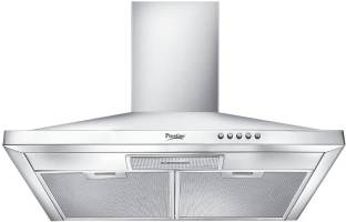 Prestige Clara 600 Glass Kitchen Hood with Stainless Steel Body and Aluminium Filter Wall Mounted Chim...