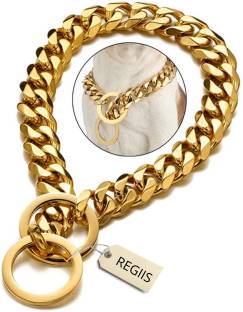 Regiis Medium Size Dog Brass Chain Dog Choke Chain Collar