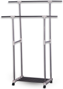 Drying Rack Folding Double Pole Telescopic Clothes Pole Color : A 
