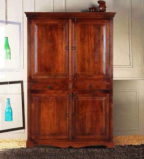 SarCraft Wooden Almirah for Clothes with Door Solid Wood 2 Door Almirah