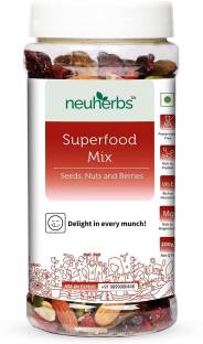 Neuherbs Superfood Mix with Seeds, Nuts & Berries | Unroasted Pumpkin Seeds, Sunflower, Cashew Nuts, Almonds, Pistachios, Blueberries, Flax Seeds | Rich in Protein & Vitamin E - 200g Mixed Seeds