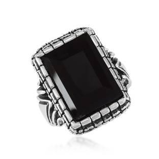 MissMister Oxidised Silverplated Big Black Onyx Astrology ...