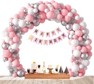 Flipkart Com R G Accesories Solid Pastel Nd Metallic Pink White Balloon Arch 66pcs For Wedding Engagement Birthday Balloon Balloon