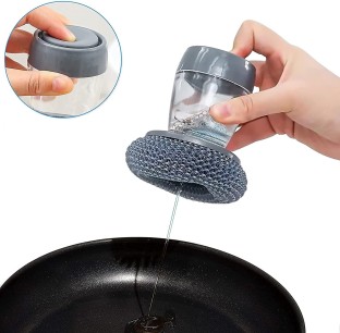 Soap Dispensing Dish Brush Scrub Brush for Pans Pots Sink SunshineFace Kitchen Cleaning Brush 