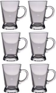 evohome Pack of 6 Borosilicate Glass Tea Coffee Crystal Indian Ceramic Fine Bone China Borosilicate Mug(6 Set, 180ml)