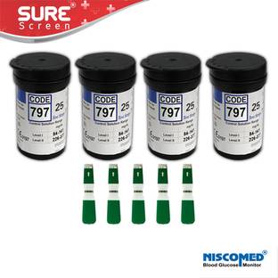 NISCOMED Sure screen Blood Glucose Test Strips | Accurate & Fast Results (Only Strips) | 100 Glucometer Strips