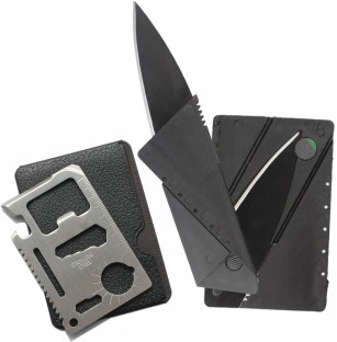Stainless Steel Survival Credit Card 11-in-1 Multi-Tool Strike Survival Black 